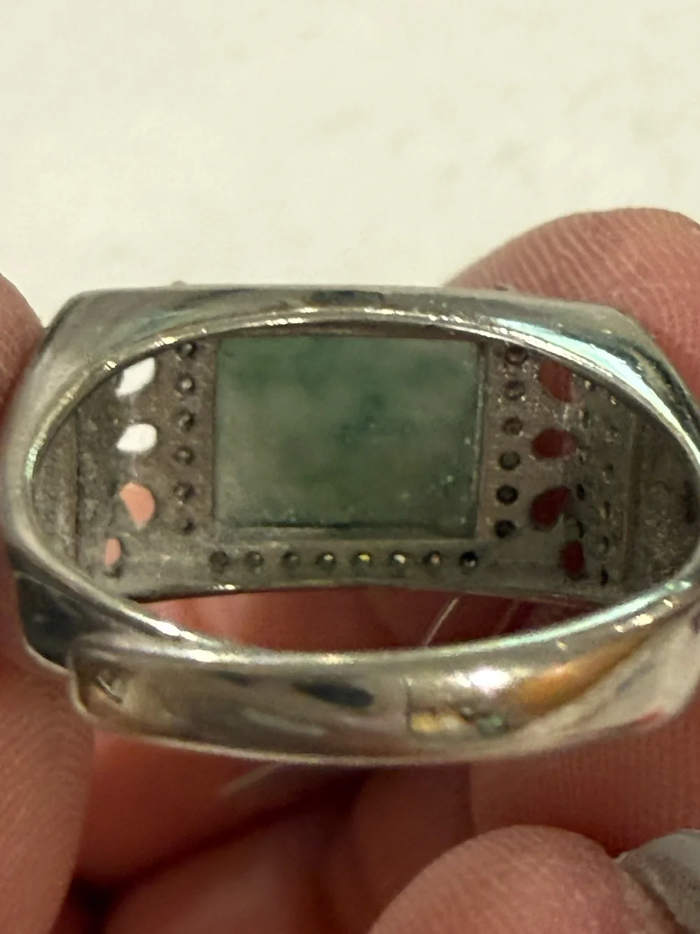 Burmese Jadeite Ring - 925 silver ADJUSTABLE